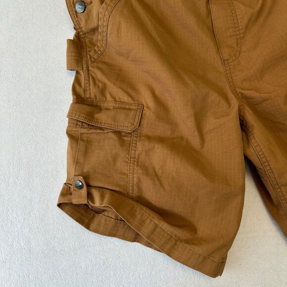 Carhartt Womens Force Cargo Shortalls Size M (8/10) Stretch Utility Tan Brown - Picture 3 of 11